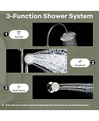 Casainc 3-Function Vintage Thermostatic Rainfall Shower System with Rainfall Head, Hand Shower and Body Jets
