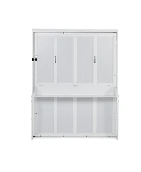Clihome Queen Size Wood Vertical Murphy Bed, Space-Saving Hidden Wall Bed, Wall Bed Cabinet