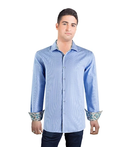 Elie Balleh Men's Slim Fit Houndstooth Dress Shirt