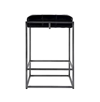 Butler Specialty 26 in. Seat Height Leather and Iron Backless Counter Height Stool with Footrest