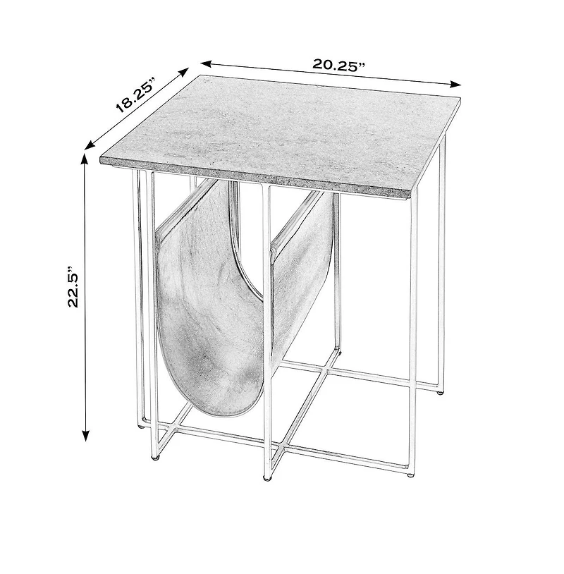 Butler Specialty Stephanik 20.25 in. W Rectangular Marble and Leather Magazine Side Table
