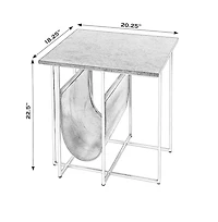 Butler Specialty Stephanik 20.25 in. W Rectangular Marble and Leather Magazine Side Table