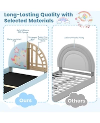 Slickblue Twin Kids Floor Bed with Upholstered Frame and Floor Mat