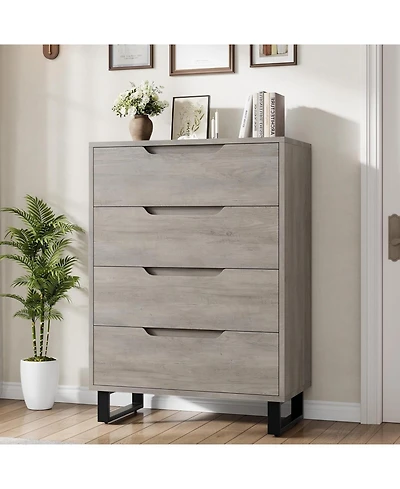 gaomon 41.5" Tall 4-Drawer Vertical Cabinet, Freestanding Wooden Closet Storage Chest for Living Room Hallway Entryway