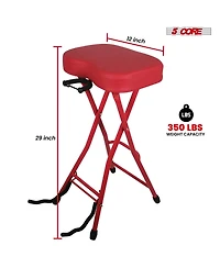 5 Core Guitar Stool 3.15" Padded Chair Foldable Heavy Duty Music Seat Built in Foot Rest Guitar Stand