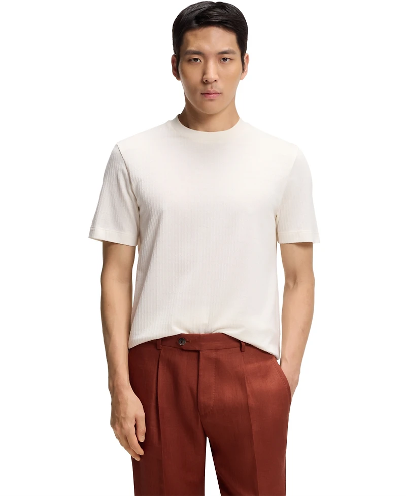 Boss by Hugo Men's Cotton-Silk Geometric Jacquard T-Shirt