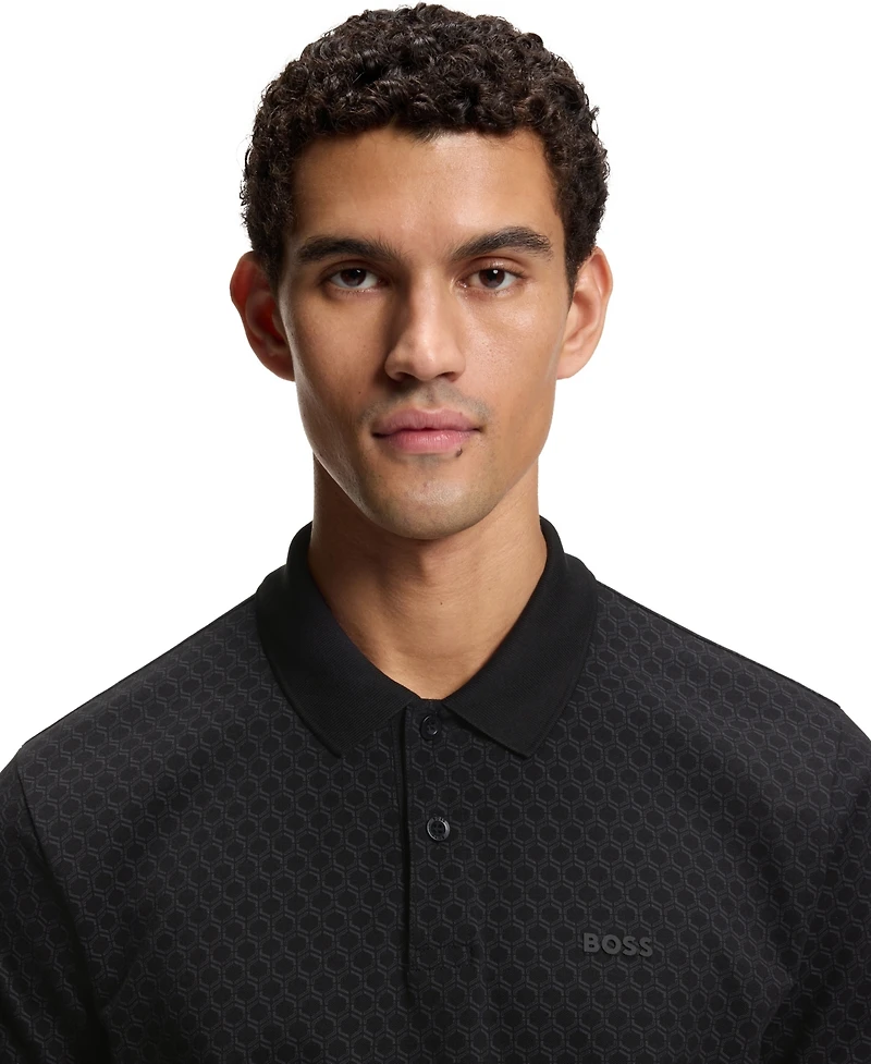 Boss by Hugo Men's Cotton-Pique Printed Pattern Polo Shirt