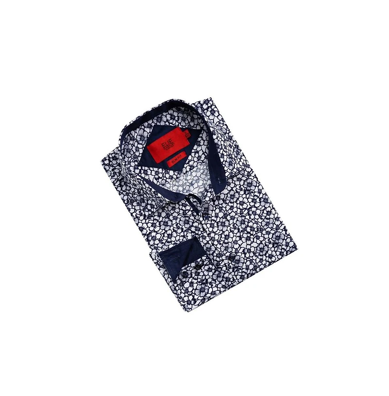 Elie Balleh Men's Slim Fit Floral Print Button-Down Shirt for Men