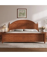 Streamdale Furniture King size Wooden Bed Frame with Arched Headboard and Classic Design
