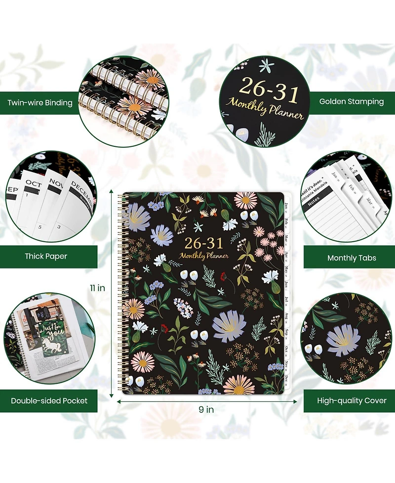 Gnuadz Monthly Planner 5 Year 2026-2031 60 Tabs