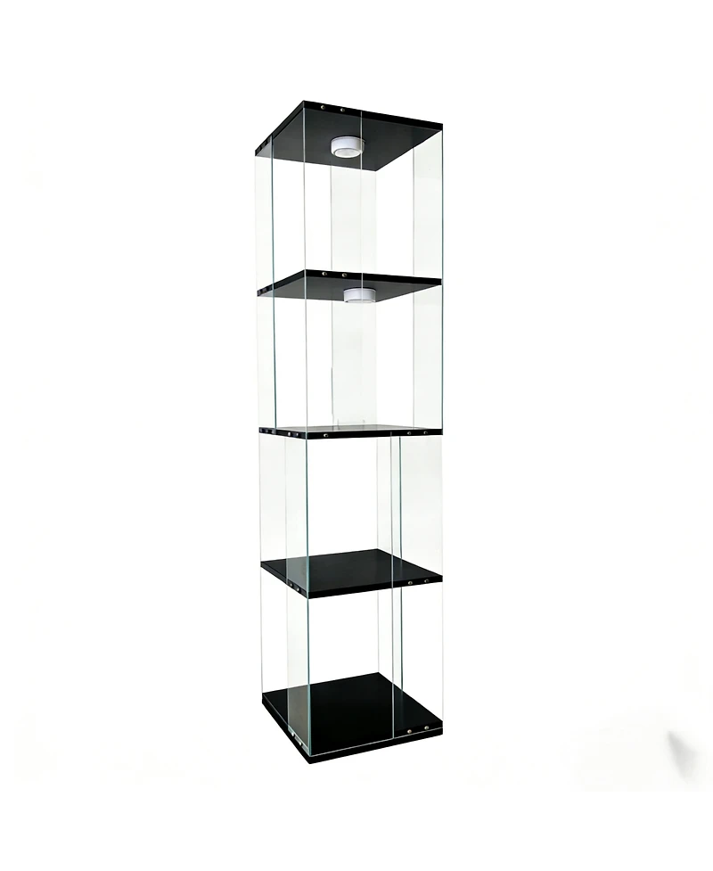 Streamdale Furniture 4-Tier Rotatable Tempered Glass Display Cabinet with Remote Led Light