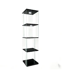 Streamdale Furniture 4-Tier Rotatable Tempered Glass Display Cabinet with Remote Led Light