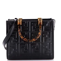Pre-Owned Fendi Small Sunshine Shopper Tote Zucca Embossed Leather