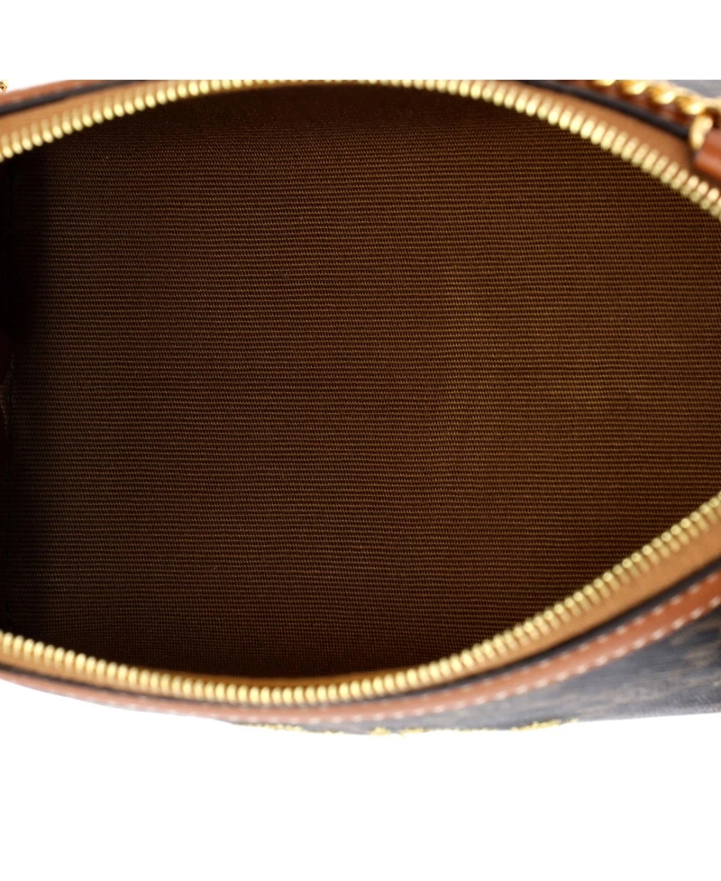 Pre-Owned Celine Zip Around Chain Clutch Embroidered Triomphe Coated Canvas