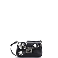 Pre-Owned Fendi Micro Baguette Bag Embellished Leather