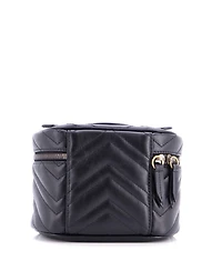 Pre-Owned Gucci Mini Gg Marmont Top Handle Cosmetic Case Matelasse Leather