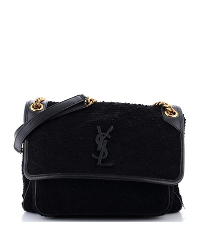Pre-Owned Saint Laurent Medium Niki Chain Flap Bag Matelasse Chevron Tweed