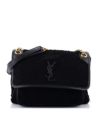 Pre-Owned Saint Laurent Medium Niki Chain Flap Bag Matelasse Chevron Tweed
