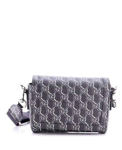 Pre-Owned Gucci Super Mini Flap Messenger Bag Gg Shadow Coated Canvas