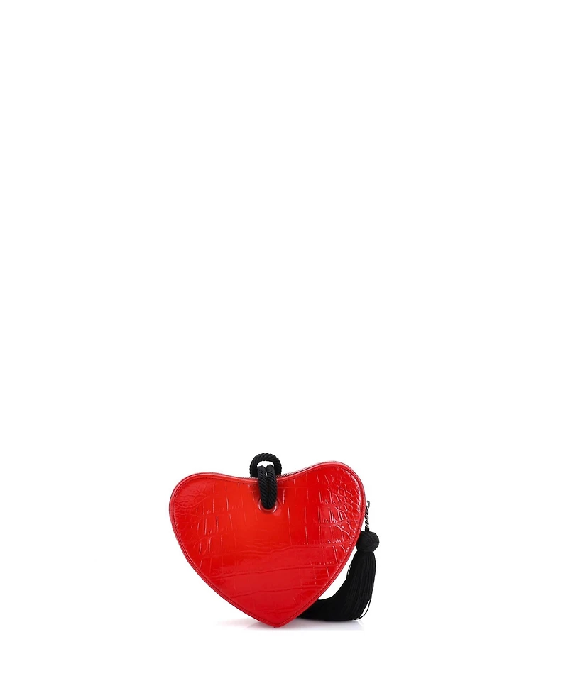 Pre-Owned Saint Laurent Heart Tassel Clutch Embossed Patent