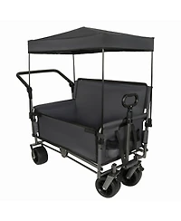 Streamdale Furniture Streamdale 3-in-1 Folding Wagon Cart with Bench, Canopy, and Storage