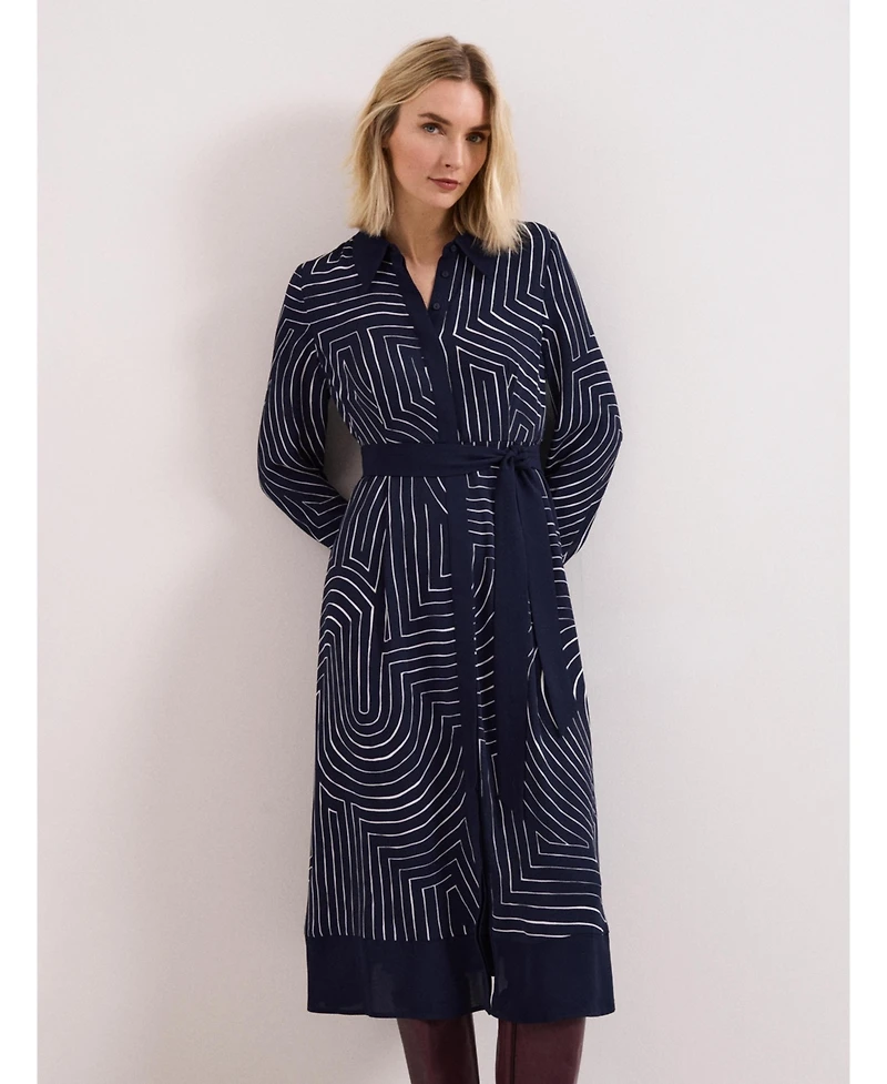 Phase Eight Women's Charlotte Long-Sleeve Belted Midi Dress
