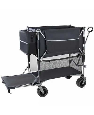 Streamdale Furniture Heavy Duty Double-Layer Collapsible Wagon with All-Terrain Wheels
