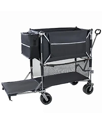 Streamdale Furniture Heavy Duty Double-Layer Collapsible Wagon with All-Terrain Wheels
