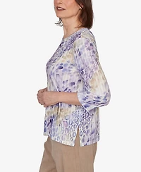 Alfred Dunner Women's Grand Bazaar Animal Print Ribbed Knit Top