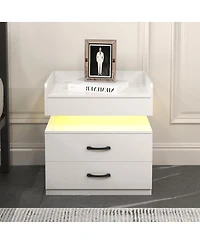 Streamdale Furniture 2-Drawer Nightstand with Adjustable Led Strip Light