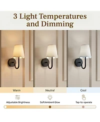Bell + Howell Set of 2 Scallop Shade Dimmable Led Rechargeable Cordless Touch Control Lights Wall Sconces