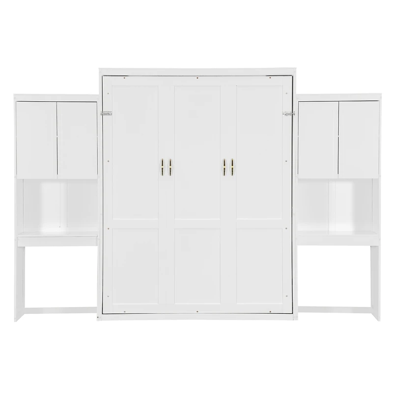 Streamdale Furniture Queen Size Murphy Bed with Desk, Vanity and Cabinets