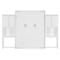 Streamdale Furniture Queen Size Murphy Bed with Desk, Vanity and Cabinets