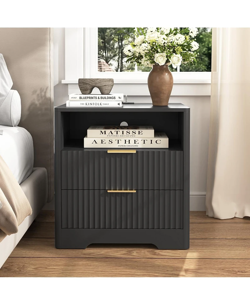 Streamdale Furniture Smart Nightstand with Charging Station, Night Light, and Storage