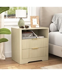 Streamdale Furniture Smart Nightstand with Charging Station and Storage Cabinet