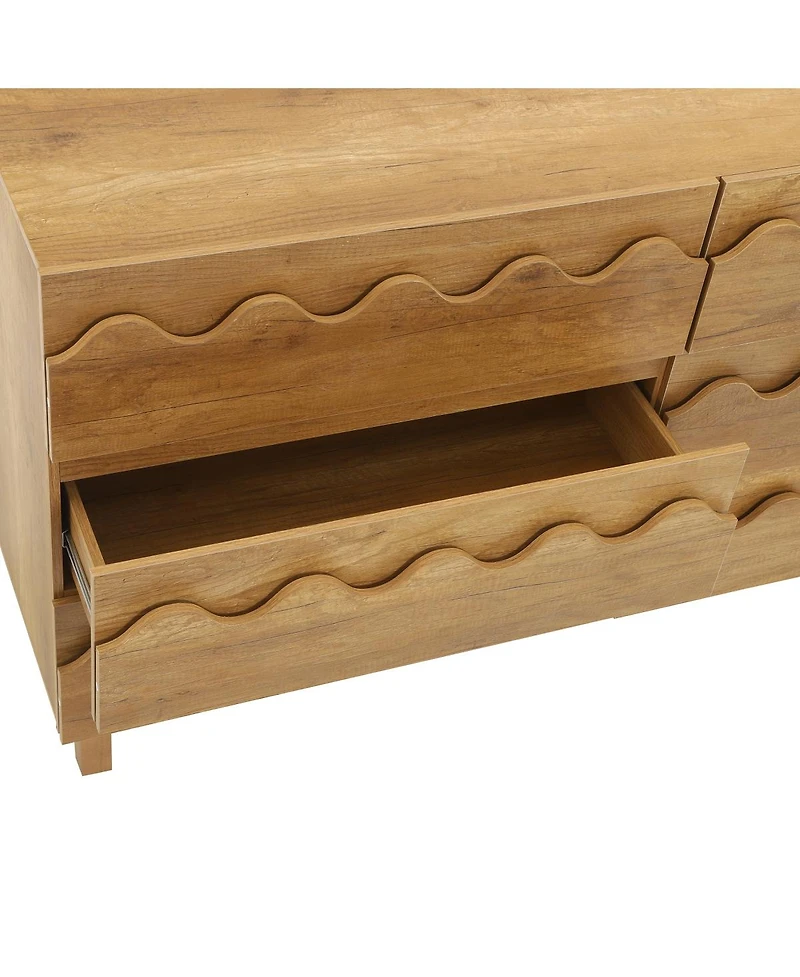 Streamdale Furniture 60" 6-Drawer Wave Front Dresser and Tv Stand