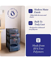 Homz Tall Solid Plastic 4 Drawer Medium Storage Cart with Wheels