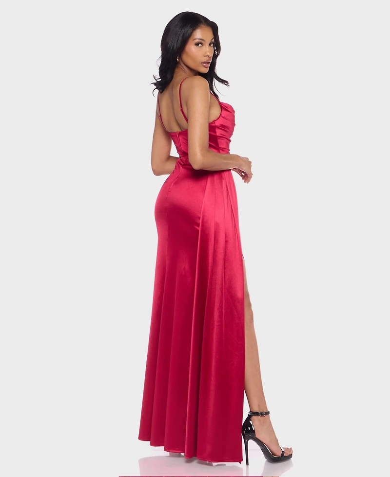 B Darlin Juniors' Satin Cowlneck Gown
