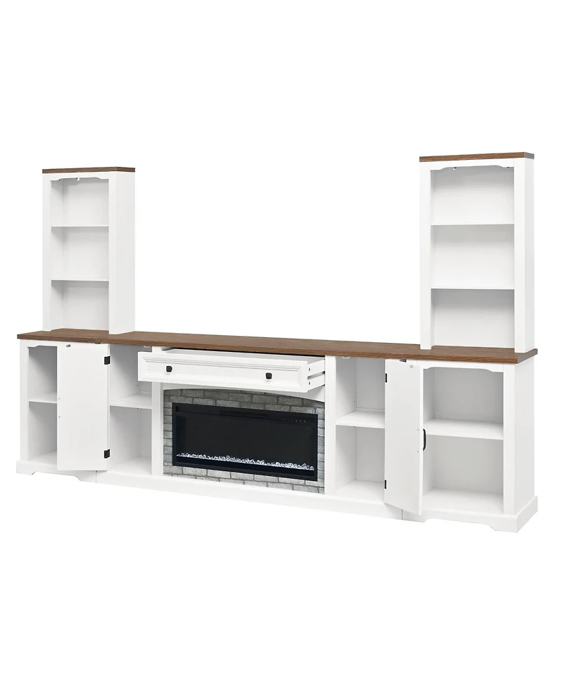 Streamdale Furniture 3-Piece Electric Fireplace Entertainment Center for TVs Up to 70", Walnut