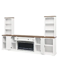 Streamdale Furniture 3-Piece Electric Fireplace Entertainment Center for TVs Up to 70", Walnut