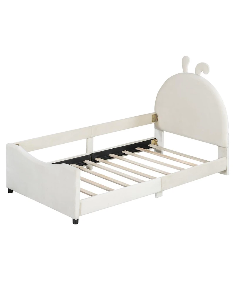 Streamdale Furniture Twin Size Upholstered Daybed with Rabbit Ear Shaped Headboard