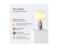 Brightech Arden 17" Modern Led Marble Table Lamp with Charging Usb Port