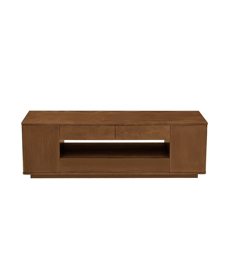 Streamdale Furniture 59" Mid-Century Modern Walnut Tv Stand with Storage and Drawers