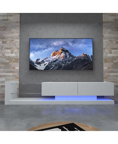 Streamdale Furniture Modern Led Tv Stand with Power Outlet for 55-75 Inch TVs
