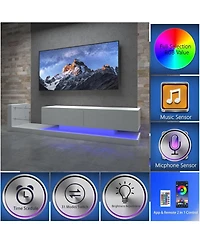 Streamdale Furniture Modern Led Tv Stand with Power Outlet for 55-75 Inch TVs