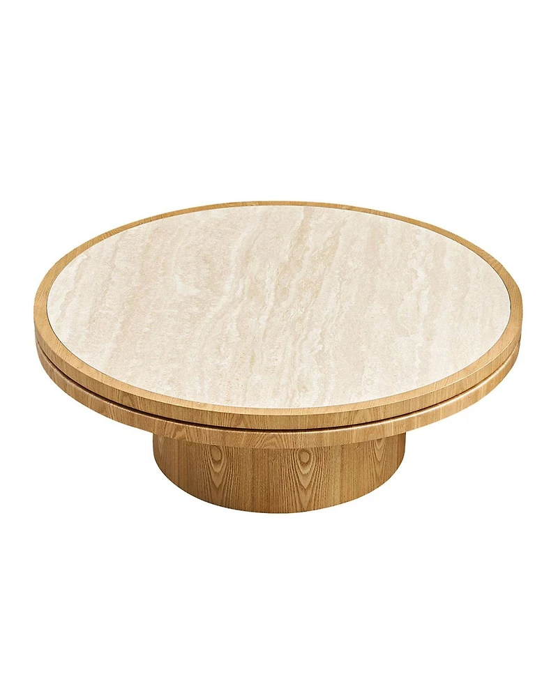 Streamdale Furniture 35.43" Sintered Stone Coffee Table with Sturdy Mdf Pedestal
