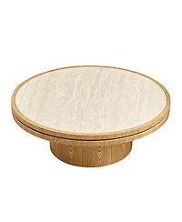 Streamdale Furniture 35.43" Sintered Stone Coffee Table with Sturdy Mdf Pedestal