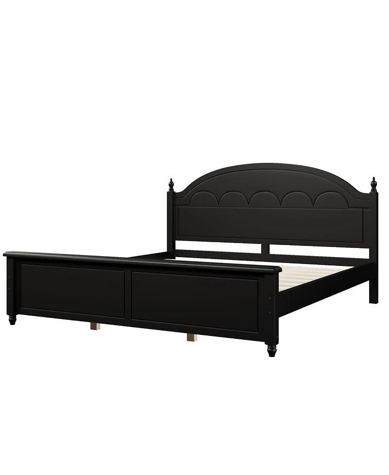 Streamdale Furniture King size Wooden Bed Frame with Arched Headboard and Classic Design