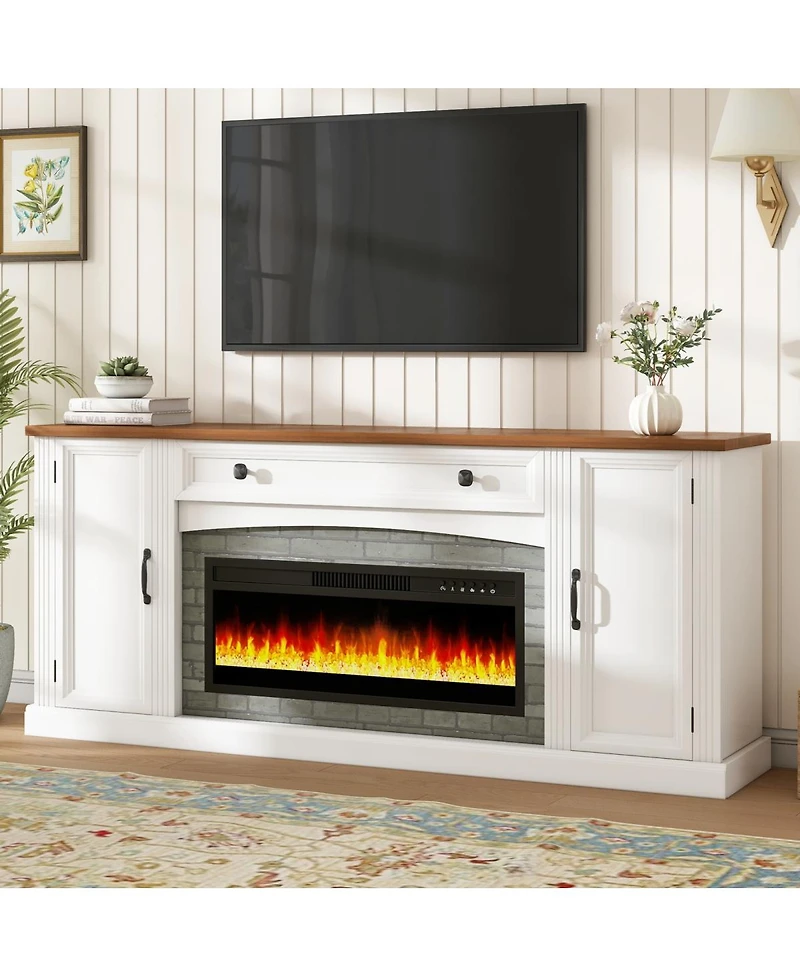 Streamdale Furniture Farmhouse Electric Fireplace Tv Stand for TVs up to 70"