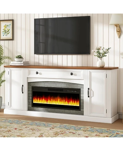 Streamdale Furniture Farmhouse Electric Fireplace Tv Stand for TVs up to 70"
